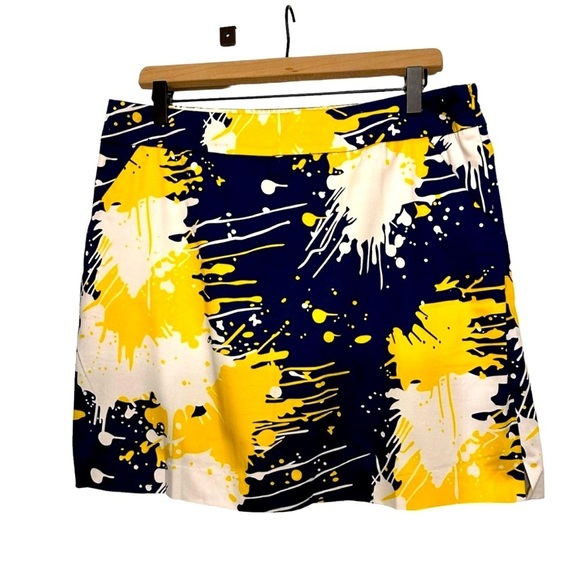 Loudmouth Paint splatter Skorts Navy, Yellow and white Sz 10 - Picture 1 of 5